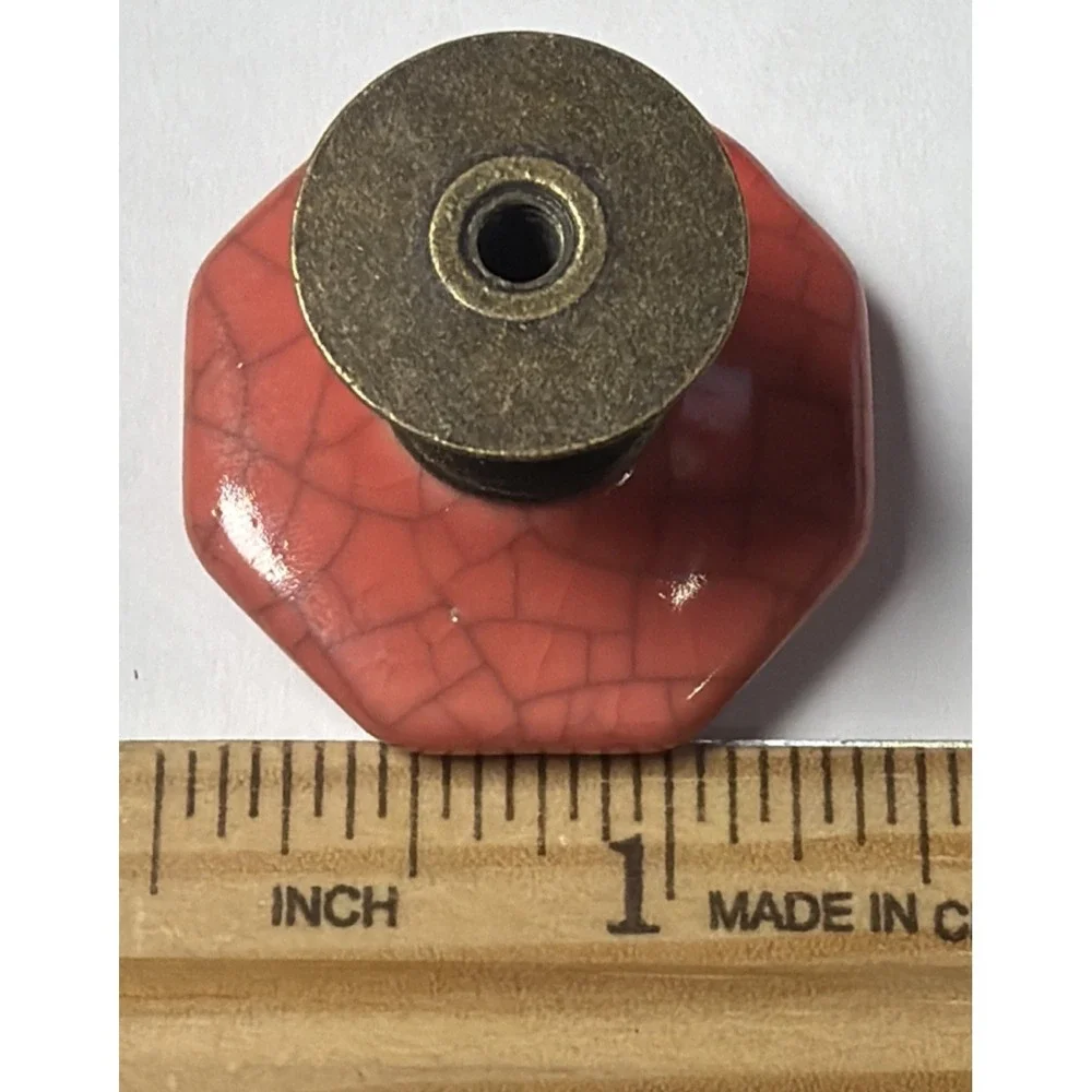 559~ Lot Of 2 Salvaged Vintage Pink Crackle Ceramic Drawer Knob Pull